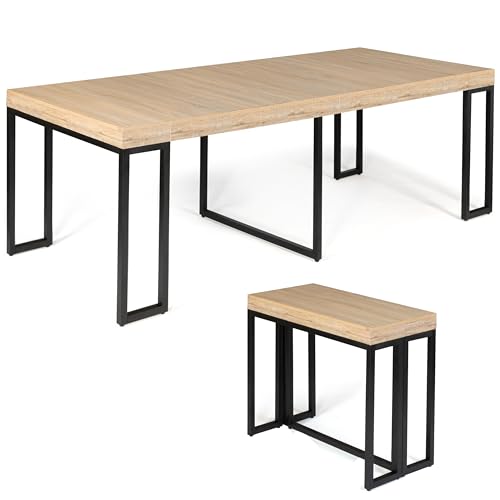 FACILITYS Facility's - Ausziehbarer Konsolentisch Holz und Metall - Multifunktionaler Tisch für 2 bis 10 Personen - Modernes und Robustes Design - Ideal für Esszimmer, Wohnzimmer oder Büro von FACILITYS