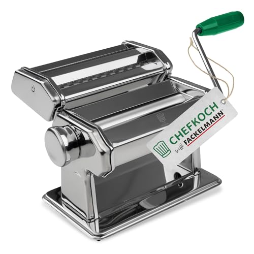 Chefkoch Nudelmaschine für leckere Pasta – Aufsätze für Lasagneblätter, Tagliatelle & Spaghetti – Inklusive Tischhalterung und Anti-Rutsch-Boden von FACKELMANN