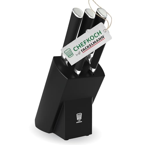 Chefkoch trifft Fackelmann Premium Messerblock aus FSC-zertifiziertem Holz – 6-teilig, mit Antirutsch-Füßen und Edelstahlklingen von FACKELMANN