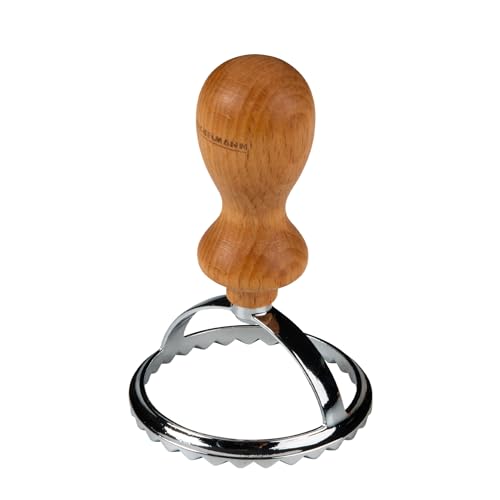 Fackelmann Ausstecher für Ravioli – Ravioli Former aus Edelstahl mit Zink-Legierung – Für hausgemachte Pasta – Ergonomischer Buchenholz-Griff im italienischen Look, Braun von FACKELMANN
