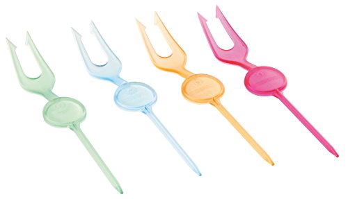 FACKELMANN 50409 Partypicker Gabel 10cm, Kunststoff, blau/grün/pink/orange von FACKELMANN