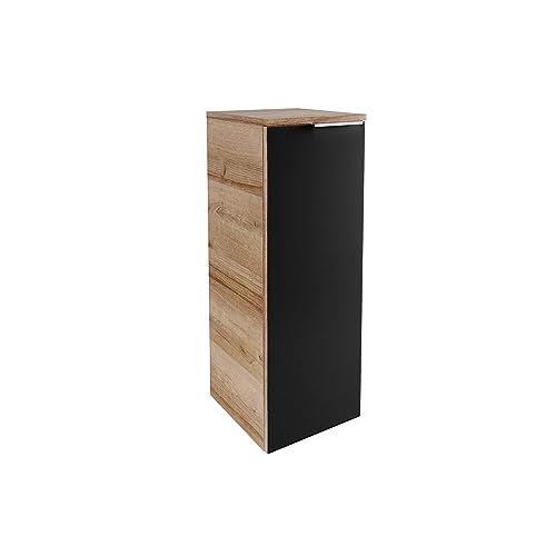 FACKELMANN B.Brillant Midischrank hängend – Hängender Badezimmerschrank mit Front aus lackiertem Glas – Viel Stauraum & Soft-Close – Badschrank in Anthrazit & Eiche (30 x 83 x 32 cm) von FACKELMANN