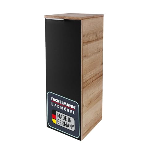FACKELMANN B.Brillant Midischrank hängend – Hängender Badezimmerschrank mit Front aus lackiertem Glas – Viel Stauraum & Soft-Close – Badschrank in Anthrazit & Eiche (30 x 83 x 32 cm) von FACKELMANN