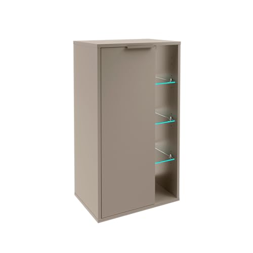 FACKELMANN B.Paris Midischrank – Moderner Hängeschrank mit Soft-Close-System, Cubanit Grau, beleuchtete Fächer mit Bewegungsmelder, Türanschlag Links – Made in Germany von FACKELMANN
