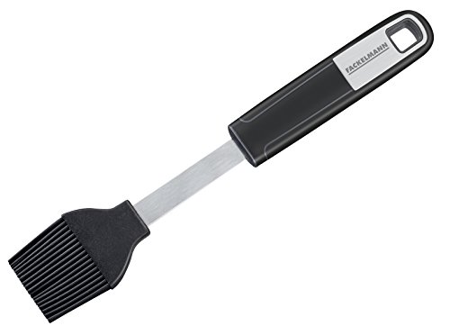 Fackelmann Backpinsel 24 cm SENSE, praktisch für beschichtete Koch-, Backutensilien, Bratpinsel mit rutschfestem Soft-Touch-Griff (Farbe: Silber/Schwarz), Menge: 1 Stück von FACKELMANN
