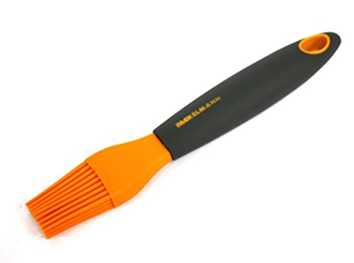 FACKELMANN Backpinsel Soft 19cm in grau/orange, Silikon, 19 x 6 x 2.3 cm von FACKELMANN