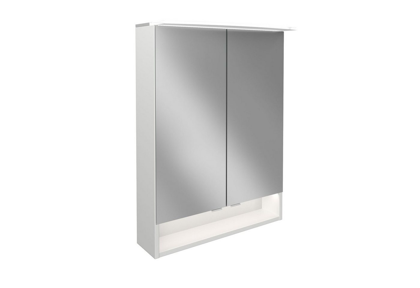 FACKELMANN Badezimmerspiegelschrank B.Style LED Spiegelschrank 60 cm Korpusfarbe: Weiß Glanz von FACKELMANN