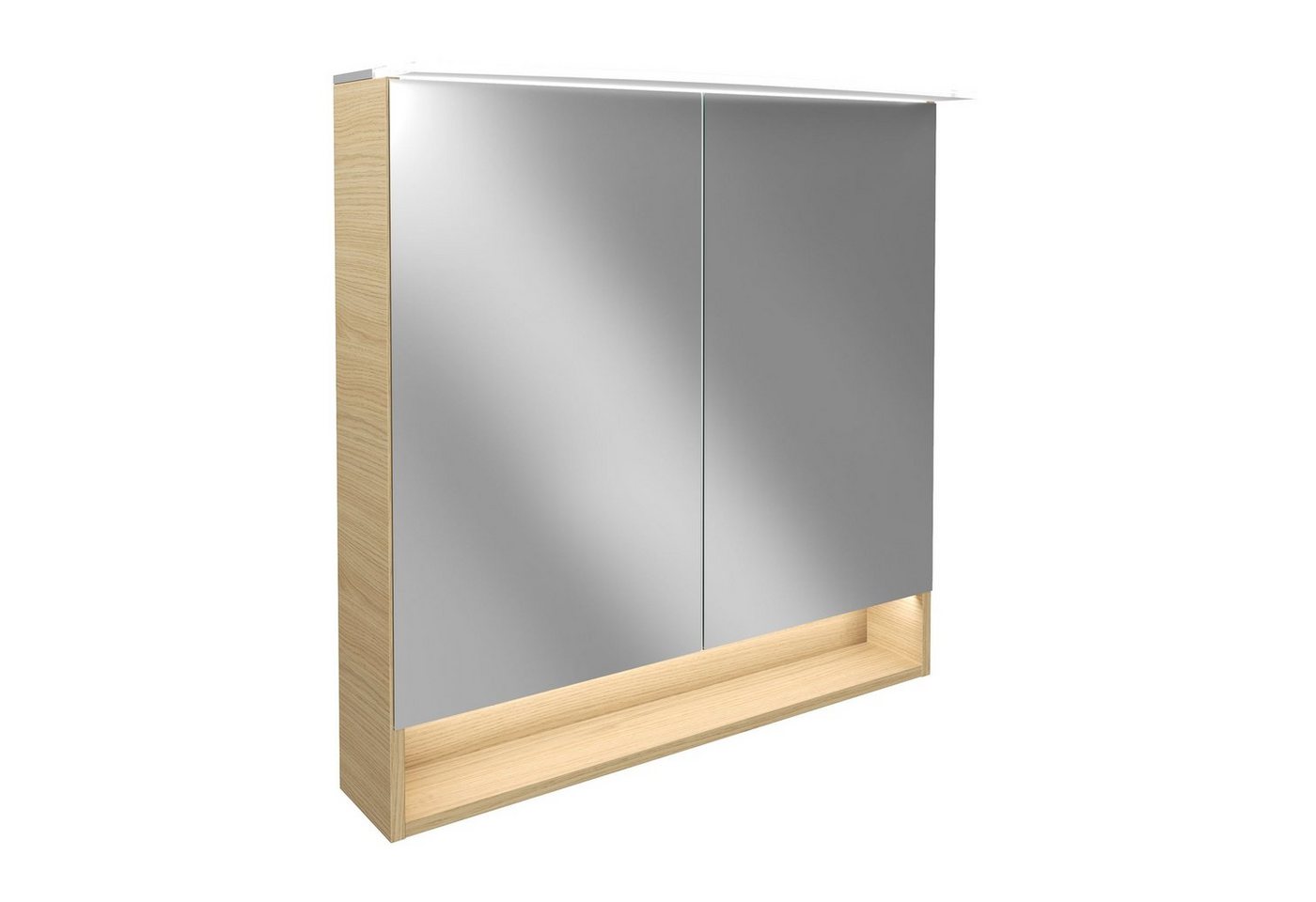 FACKELMANN Badezimmerspiegelschrank B.Style LED Spiegelschrank 80 cm Korpusfarbe: Sandeiche von FACKELMANN