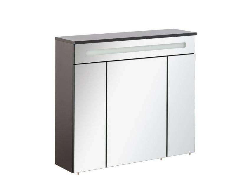 FACKELMANN Badezimmerspiegelschrank Kara LED Spiegelschrank Korpusfarbe: Anthrazit Frontfarbe: Weiß - Glas von FACKELMANN