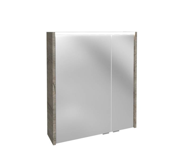 FACKELMANN Badezimmerspiegelschrank LED Spiegelschrank DV 60 cm breit, Braun hell von FACKELMANN