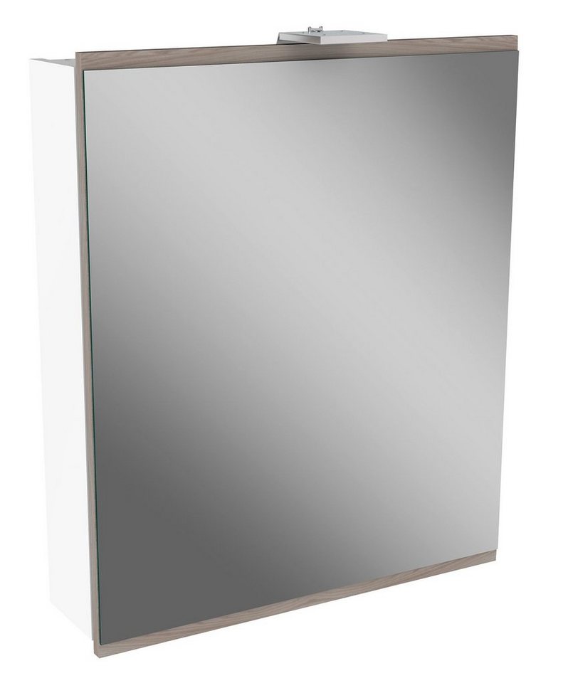 FACKELMANN Badezimmerspiegelschrank Lima Spiegelschrank 60cm Korpusfarbe: Weiß Matt Frontfarbe: Steinesche von FACKELMANN