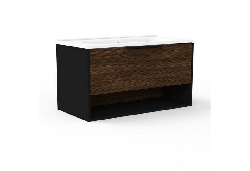 FACKELMANN Badmöbel-Set B.PARIS 2-teilig, Gussmarmor Waschbecken, Unterschrank von FACKELMANN