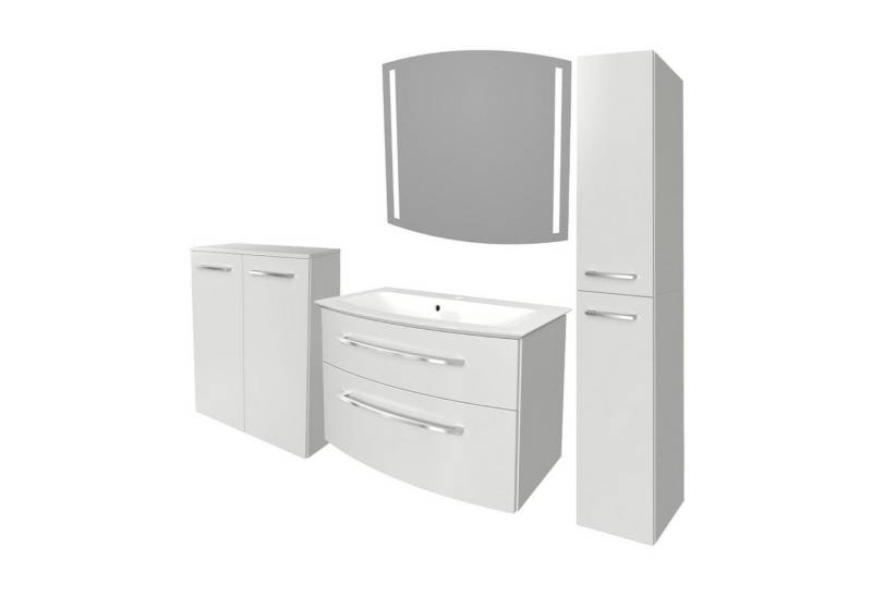 FACKELMANN Badmöbel-Set B.STYLE 5-teiliges Set Waschtisch, Unterschrank, LED Spiegel, Schränke von FACKELMANN