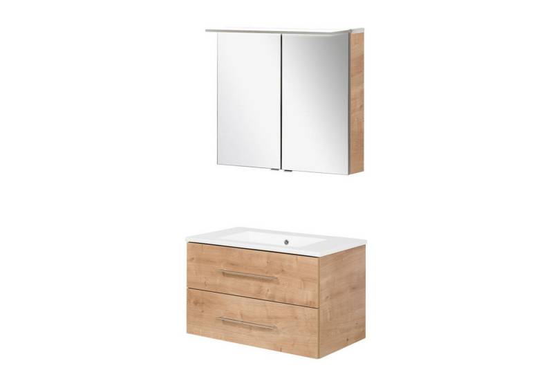 FACKELMANN Badmöbel-Set B.perfekt Badmöbel Set 3-teilig, 80 cm, Braun hell, LED-Spiegelschrank FACKELMANN Badmöbel-Set B.perfekt Badmöbel Set 3-teilig, 80 cm, Braun hell, LED-Spiegelschrank von FACKELMANN