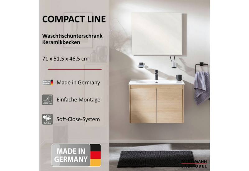 FACKELMANN Badmöbel-Set COMPACT LINE Waschbeckenunterschrank, Badmöbel in Braun von FACKELMANN