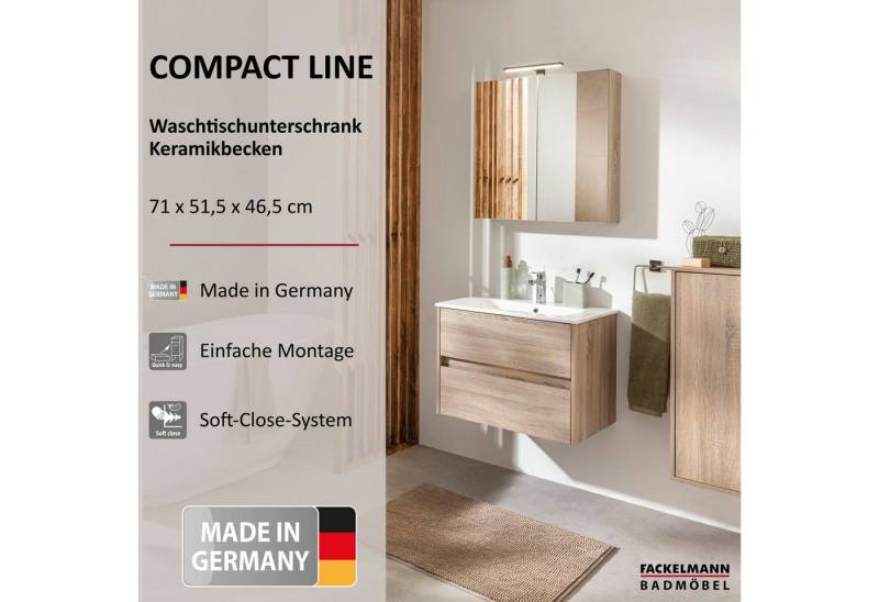FACKELMANN Badmöbel-Set COMPACT LINE Waschbeckenunterschrank, Keramik-Waschbecken von FACKELMANN