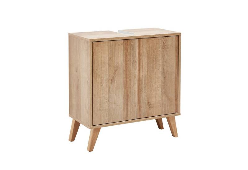 FACKELMANN Badmöbel-Set Finn Waschbeckenunterschrank 60 cm breit mit Füßen, hell braun von FACKELMANN