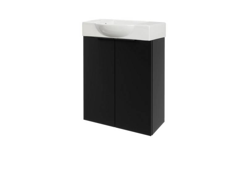 FACKELMANN Badmöbel-Set Gäste WC Waschtisch Set, Schwarz Matt, Keramikwaschbecken Weiß FACKELMANN Badmöbel-Set Gäste WC Waschtisch Set, Schwarz Matt, Keramikwaschbecken Weiß von FACKELMANN