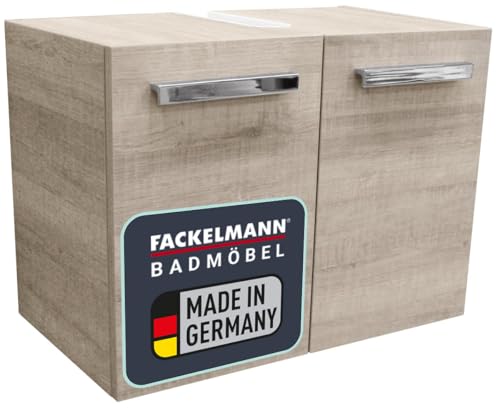 FACKELMANN Beckenunterschrank A-VERO / Badschrank mit gedämpften Scharnieren / Maße (B x H x T): ca. 62,5 x 46 x 35 cm / hochwertiger Schrank fürs Bad / Korpus: Braun hell / Front: Braun hell von FACKELMANN