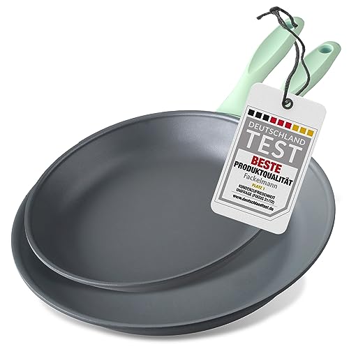 Fackelmann Bratpfanne 2er Set 20 & 28 cm mit Antihaft-Beschichtung – Nachhaltige Pfannen aus 100% recyceltem Aluminium mit ergonomischem Soft-Touch-Griffen – Induktionspfannen zum Kochen & Anbraten von FACKELMANN