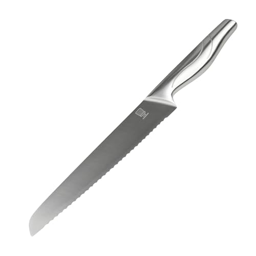 FACKELMANN Chefkoch Brotmesser ca.200/350mm – Handgeschärft, Taper-Klingenschliff – Fugenlose Verarbeitung – Anti-Rutsch-Griff – 5 Jahre Garantie – Silber von FACKELMANN
