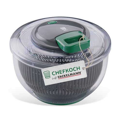 FACKELMANN Chefkoch Salatschleuder mit Seilzug und Stopp-Taste – Salad Spinner zum mühelosen Waschen, Trocknen & Servieren von Salat – Inklusive praktischem Seilzug & herausnehmbarem Sieb FACKELMANN Chefkoch Salatschleuder mit Seilzug und Stopp-Taste – Salad Spinner zum mühelosen Waschen, Trocknen & Servieren von Salat – Inklusive praktischem Seilzug & herausnehmbarem Sieb von FACKELMANN