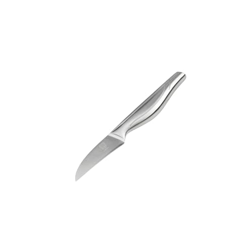FACKELMANN Chefkoch Schälmesser 70/185mm – Handgeschärft, Taper-Klingenschliff – Fugenlose Verarbeitung, Anti-Rutsch-Textur im Griff – 5 Jahre Garantie – Silber von FACKELMANN