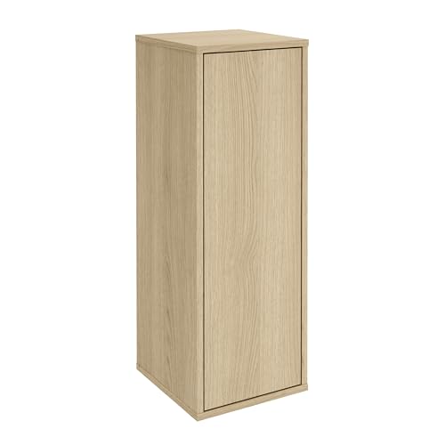 FACKELMANN Compact Line Midischrank – 30 x 84 x 32cm, Moderner, hängender Schrank in hellem braun, Push-to-Open, Zwei Glaseinlegeböden – Made in Germany von FACKELMANN