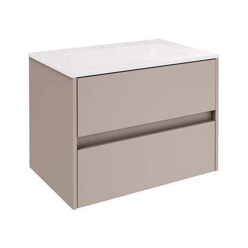 FACKELMANN Compact Line Waschbeckenunterschrank mit Keramikwaschbecken – 2-teiliges Badmöbel-Set in Kaschmir/grau, 71cm breit, 2 Schubladen, wechselbare Griffleiste – Made in Germany FACKELMANN Compact Line Waschbeckenunterschrank mit Keramikwaschbecken – 2-teiliges Badmöbel-Set in Kaschmir/grau, 71cm breit, 2 Schubladen, wechselbare Griffleiste – Made in Germany von FACKELMANN