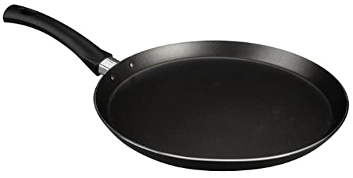 FACKELMANN Crepepfanne mit Streicher – Flache Pfanne für leckere Crepe, Pfannkuchen und Palatschinken – Crepespfanne mit Antihaftbeschichtung – Ø 25 cm, hitzebeständig bis +260°C von FACKELMANN