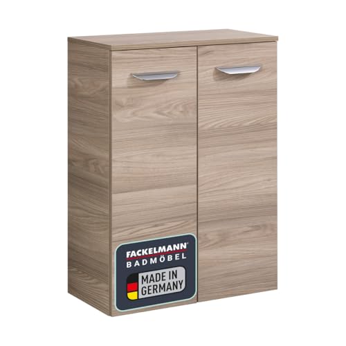 FACKELMANN Doppel-Midischrank Luxor/Badschrank mit Soft-Close-System/Maße (B x H x T): ca. 60,5 x 82,5 x 32 cm/hochwertiger Schrank fürs Bad mit 2 Türen/Korpus: Braun hell/Front: Braun hell von FACKELMANN