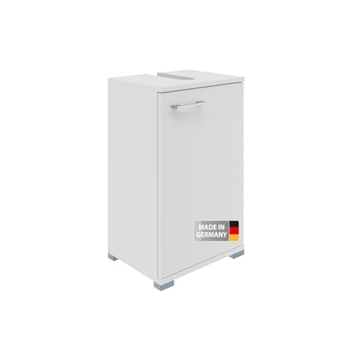 FACKELMANN Easy Waschbeckenunterschrank 40 cm – Hochwertiger Badschrank in zeitlosem, weißem Design, stilvoll und platzsparend – Made in Germany, Weiß von FACKELMANN