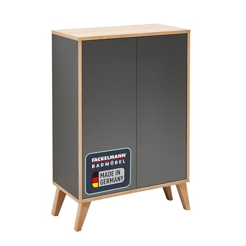 FACKELMANN Finn Badmöbel Set 2 Teile/Doppel-Midischrank mit Push-to-Open fürs Bad / 4 Holzfüße/Badschrank mit 2 Türen/Korpus & Front: Schwarz/Rahmendekor & Füße: Braun hell/Breite: 60 cm FACKELMANN Finn Badmöbel Set 2 Teile/Doppel-Midischrank mit Push-to-Open fürs Bad / 4 Holzfüße/Badschrank mit 2 Türen/Korpus & Front: Schwarz/Rahmendekor & Füße: Braun hell/Breite: 60 cm von FACKELMANN