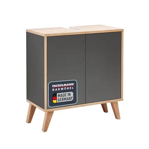FACKELMANN Finn Badmöbel Set 2 Teile/Waschbeckenunterschrank mit Push-to-Open / 4 Holzfüße/Badschrank mit 2 Türen/Korpus & Front: Schwarz/Rahmendekor & Füße: Braun hell/Breite: 60 cm FACKELMANN Finn Badmöbel Set 2 Teile/Waschbeckenunterschrank mit Push-to-Open / 4 Holzfüße/Badschrank mit 2 Türen/Korpus & Front: Schwarz/Rahmendekor & Füße: Braun hell/Breite: 60 cm von FACKELMANN