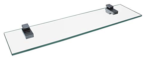 FACKELMANN Glasablage 40 cm/Wandregal für Badaccessoires/Maße (B x T): ca. 40 x 12 cm/Wandablage mit 6 mm Stärke/hochwertiges Glasregal mit Halterungen/Wandregal fürs Bad/Badregal fürs WC von FACKELMANN