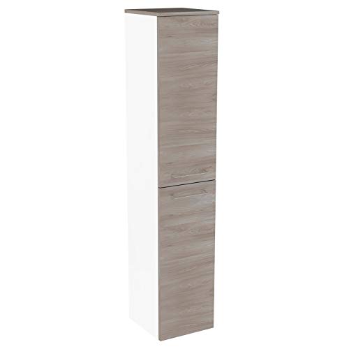 FACKELMANN Hochschrank Lima/Badschrank mit Soft-Close-System/Maße (B x H x T): ca. 30,5 x 160,5 x 32 cm/Türanschlag frei wählbar/Korpus: Weiß/Front: Braun von FACKELMANN