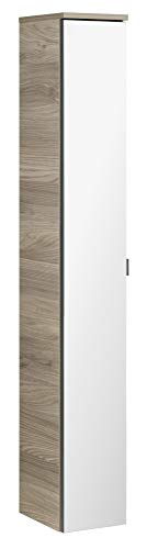 FACKELMANN Hochschrank Luxor mit Spiegel/Badschrank mit Soft-Close/Maße (B x H x T): ca. 20,5 x 139,5 x 26,5 cm/Schrank fürs Bad mit 1 Spiegeltür/Türanschlag Links/Korpus: Braun hell von FACKELMANN