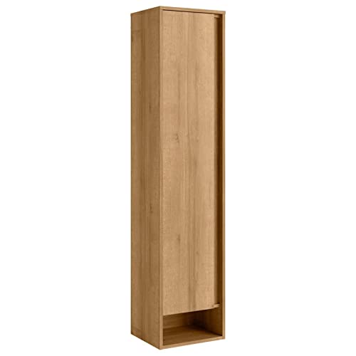 FACKELMANN Hochschrank Natura/Badschrank mit Soft-Close-System/Maße (B x H x T): ca. 38 x 166,5 x 32 cm/Schrank mit 1 Tür/Türanschlag Links/Offene Ablagefläche/Korpus & Front: Braun von FACKELMANN