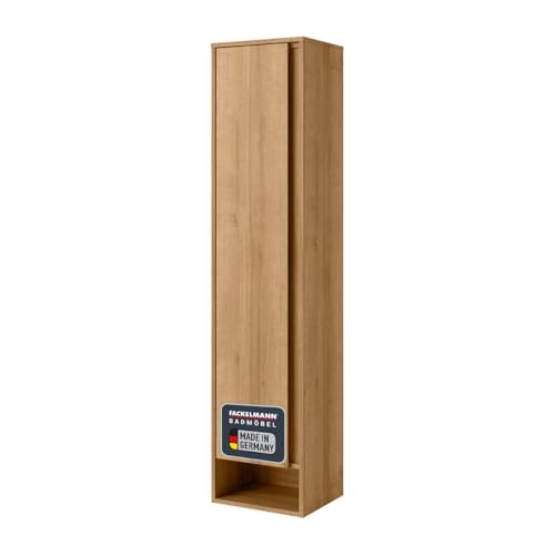 FACKELMANN Hochschrank Natura/Badschrank mit Soft-Close-System/Maße (B x H x T): ca. 38 x 166,5 x 32 cm/Schrank mit 1 Tür/Türanschlag Links/Offene Ablagefläche/Korpus & Front: Braun von FACKELMANN
