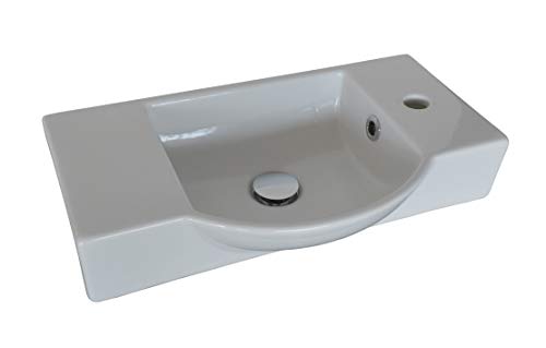 FACKELMANN Keramikbecken Gäste-WC/Waschtisch aus Keramik/Maße (B x H x T): ca. 54,5 x 10,5 x 32 cm/hochwertiges Becken fürs Badezimmer und WC/Armatur rechts/Farbe: Weiß/Breite: 54,5 cm von FACKELMANN