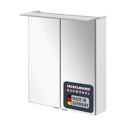 FACKELMANN B.PERFEKT LED Spiegelschrank 60 cm – Energieeffiziente LED-Beleuchtung, Weiß matt, Made in Germany, Ideal für kleine Bäder (60 x 69 x 15 cm) von FACKELMANN