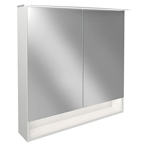 FACKELMANN LED Spiegelschrank B.Style/Badschrank mit gedämpften Scharnieren/Maße (B x H x T): ca. 80 x 81,2 x 15,3 cm/hochwertiger Schrank mit Spiegel und Beleuchtung fürs Bad/Korpus: Weiß von FACKELMANN