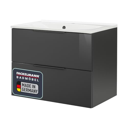 FACKELMANN Luna Badmöbel Set 2 Teile/Gussmarmor Waschbecken/Waschbeckenunterschrank mit 2 Schubladen/Badschrank mit Soft-Close/Möbel fürs Badezimmer/Korpus & Front: Anthrazit/Breite: 80 cm FACKELMANN Luna Badmöbel Set 2 Teile/Gussmarmor Waschbecken/Waschbeckenunterschrank mit 2 Schubladen/Badschrank mit Soft-Close/Möbel fürs Badezimmer/Korpus & Front: Anthrazit/Breite: 80 cm von FACKELMANN