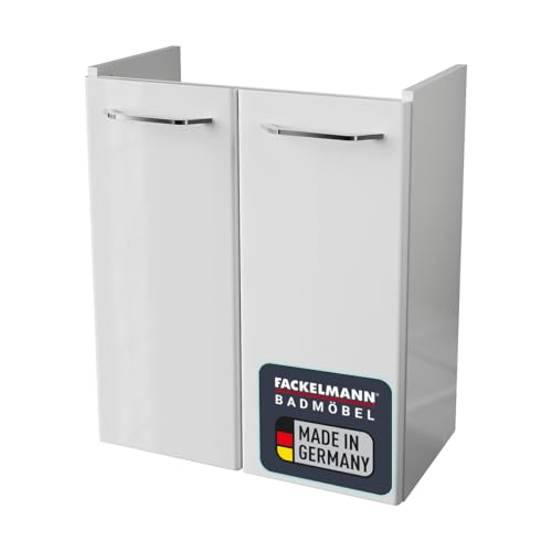 FACKELMANN Mini-Waschtischunterschrank Milano/Badschrank mit Soft-Close-System/Maße (B x H x T): ca. 52 x 61 x 27,5 cm/Schrank fürs Badezimmer mit 2 Türen/Korpus: Weiß/Front: Weiß von FACKELMANN