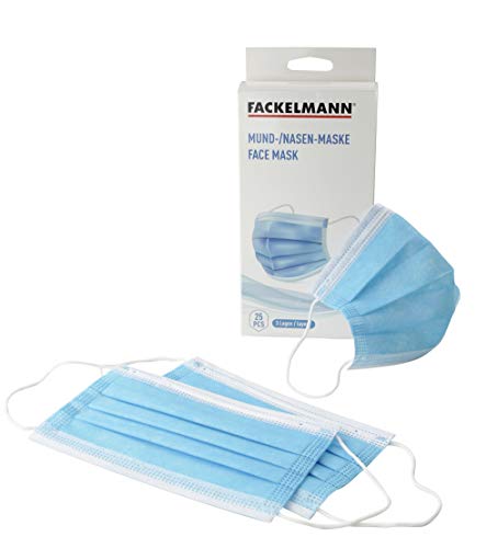 FACKELMANN Mund-/Nasenmasken, blau/weiß, 25 Stück (1er Pack) von FACKELMANN