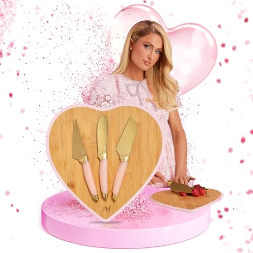 Paris Hilton – 4-teiliges Brett- und Käsemesser-Set aus Edelstahl und Bambus – Inkl. Wendbarem Schneidebrett, Silber Paris Hilton – 4-teiliges Brett- und Käsemesser-Set aus Edelstahl und Bambus – Inkl. Wendbarem Schneidebrett, Silber von Paris Hilton