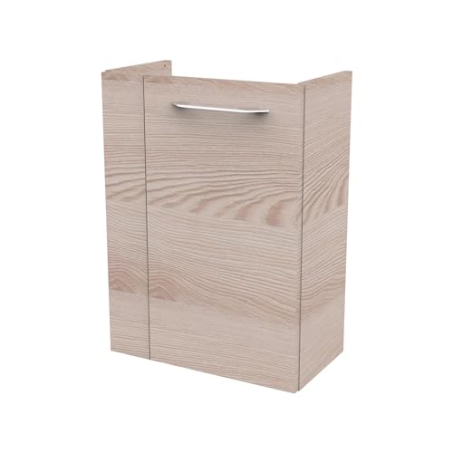 FACKELMANN B.CLEVER Waschbeckenunterschrank schmal – Unterschrank für Waschtisch im Gäste-WC (44 cm x 60 cm x 24,3 cm) – Türanschlag rechts - Front Braun hell- Korpus Braun hell von FACKELMANN