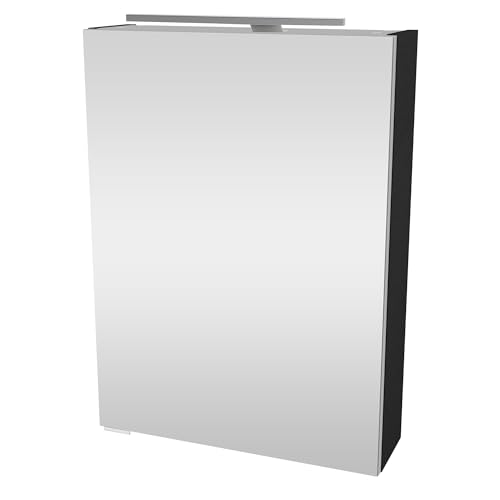 FACKELMANN Luna Spiegelschrank mit LED-Beleuchtung – Alibertschrank für Bad und Gäste-WC (50 x 68 x 15,3 cm) – SBC Badschrank mit Spiegel in Schwarz/Anthrazit – Tür rechts FACKELMANN Luna Spiegelschrank mit LED-Beleuchtung – Alibertschrank für Bad und Gäste-WC (50 x 68 x 15,3 cm) – SBC Badschrank mit Spiegel in Schwarz/Anthrazit – Tür rechts von FACKELMANN