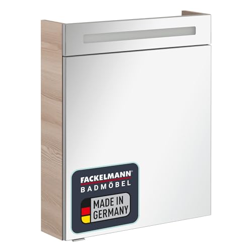 FACKELMANN Spiegelschrank B.CLEVER/eintürig/Spiegelschrank mit gedämpften Scharnieren/Maße (B x H x T): ca. 60 x 71 x 16 cm/hochwertiger Spiegelschrank/Möbel fürs Bad/Korpus: Braun hell von FACKELMANN