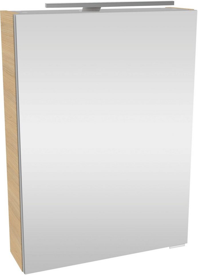 FACKELMANN Spiegelschrank SBC (Spiegelschrank mit LED-Aufsatzleuchte) Aufsatzleuchte, Schalter und Steckdose, Breite 50cm, Anschlag links von FACKELMANN